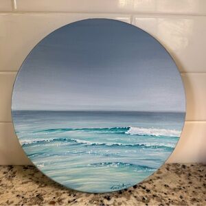 Original Coastal Round Seascape Painting